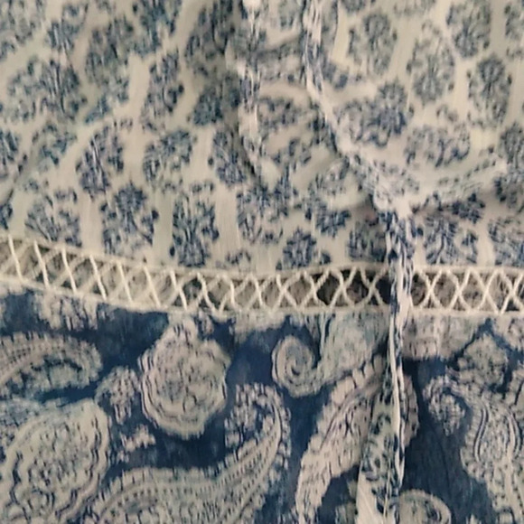 ALTAR'D STATE BOHO, COTTAGECORE, DENIM BLUE PAISLEY, LONG SLEEVE BLOUSE - Picture 4 of 9